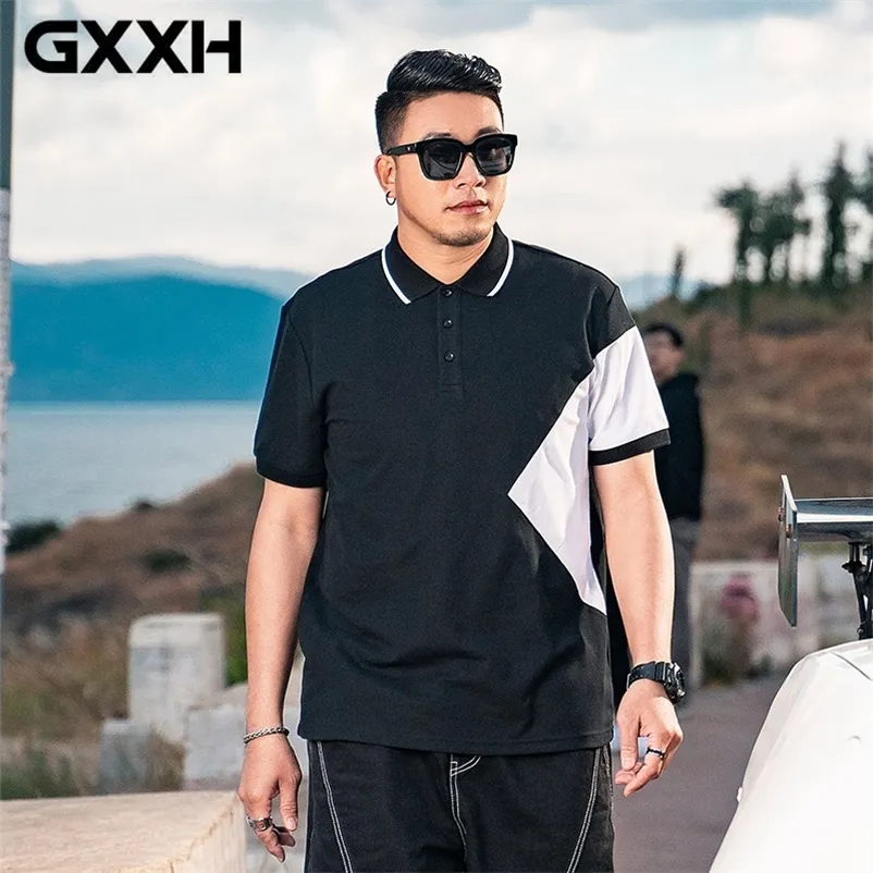 GXXH Large Polo Shirts Oversized Handsome Men Store Summer Casual Short Sleeve Patchwork Clothing Plus Size 5xl 6xl 7xl 220504
