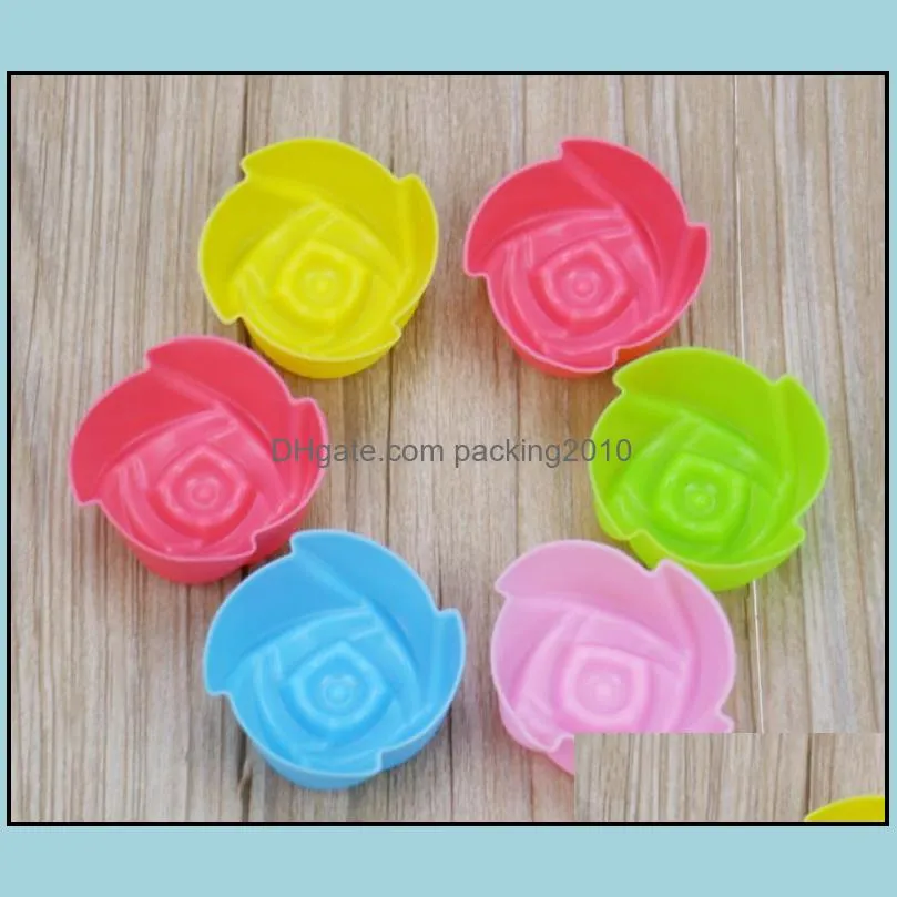 fast shipping 5cm rose flower cake mold pudding grade silicone cake mold cupcake mold baking mould bakeware sn2970