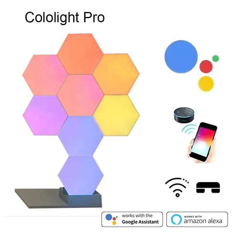 Lâmpada DIY LED Night Light Criativo Geometria Montagem Inteligente APP Controle Google Home Alexa Lâmpada Lifesmart 201028