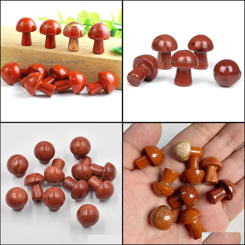 20mm mini red stone mushroom plant statue stones ornament carving home decoration crystal polishing gem sports2010