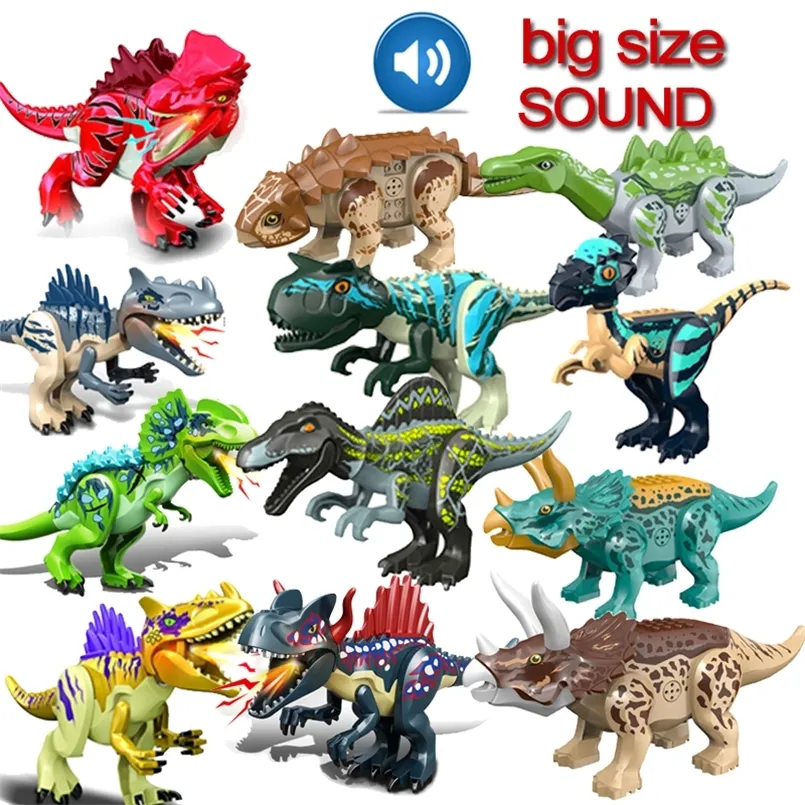 Grande taille avec son assemblé blocs de construction jouet dinosaure monde Triceratops tyrannosaure modèle Animal brique jouets pour enfants 220715