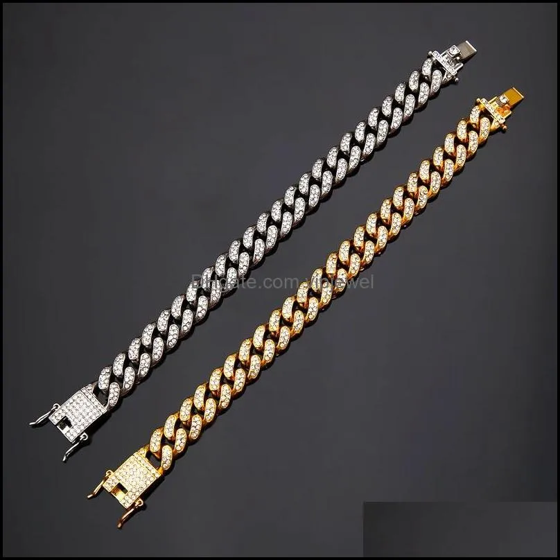 Bracelets De Charme Bijoux Hommes Hip Hop Bracelet En Or Fl Diamant Mode Cubain Lien Chaîne Bracelet Wome Dhb7R