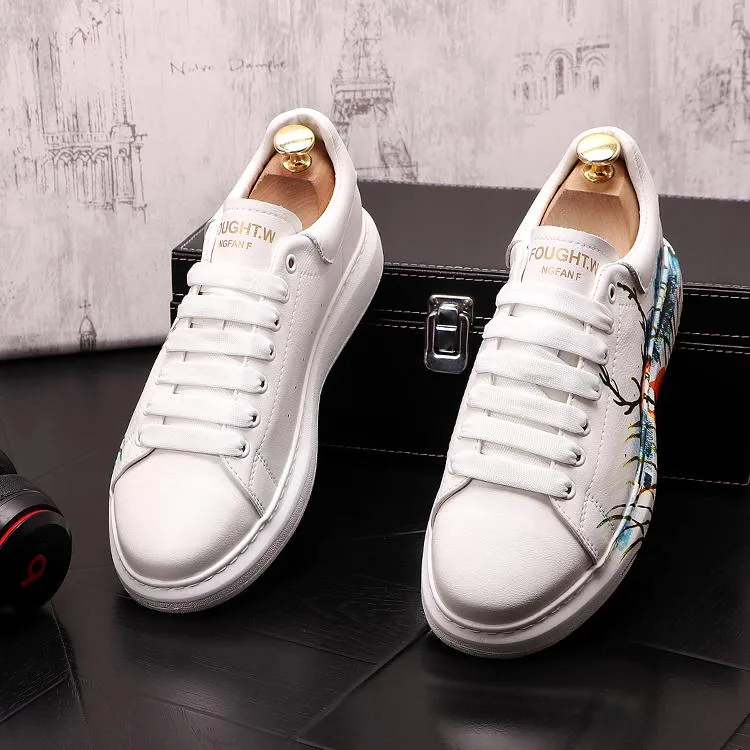 2022 Classic Dress Wedding Shoes European Fashion Designer Round ToeMan White Trend Sneaker Spring Autumn Traners Casual Walking Loafers