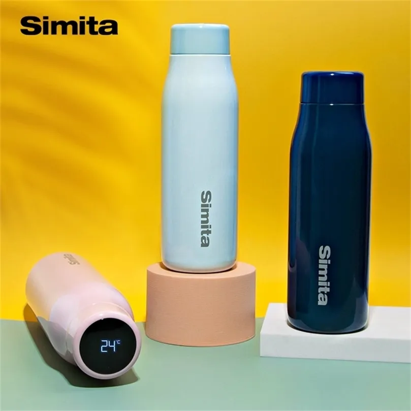 Simita Smart Température Affichage Fiole À Vide Café Thermos Bouteille 304 Thermos En Acier Inoxydable Pour Le Thé Un Gratuit 500 ML 220423