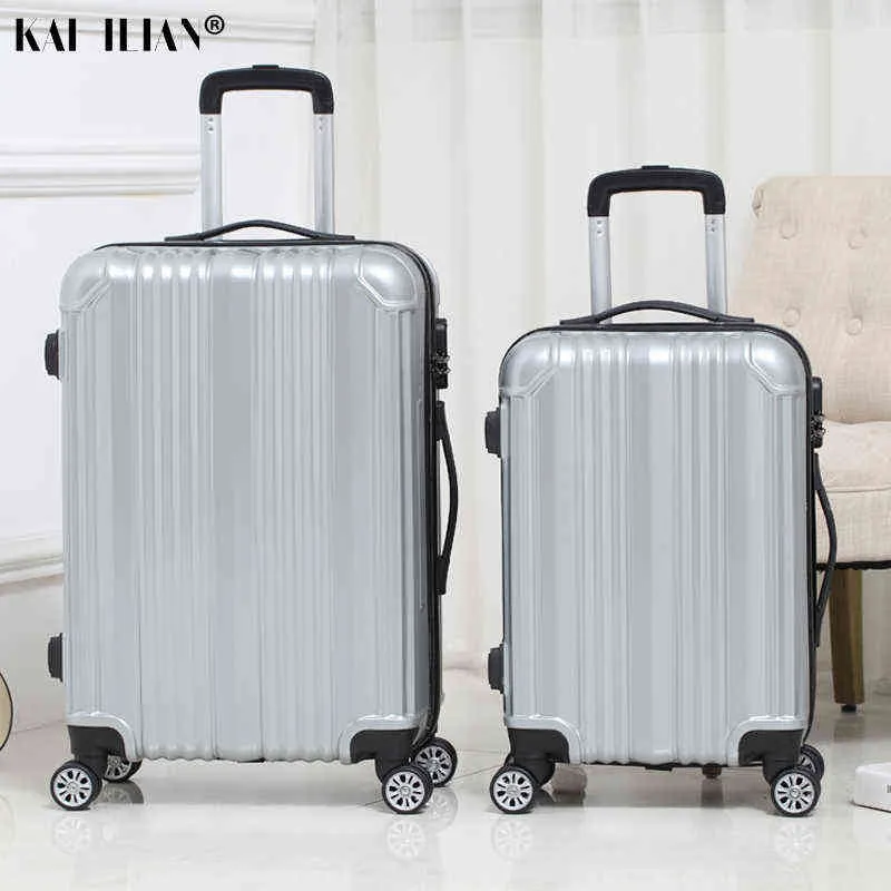Nowy calowy bagaż bagażowy Sipnner Wheels Women Travel Suitcase Men Popular Fashion Trolley Forkowane pudełko ABSC J220708 J220708
