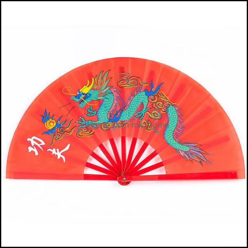 33cm Chinese Traditional Martial Arts Folding Tai Chi Fan Kung Fu Performance Chinese Dancing Fans Y0172