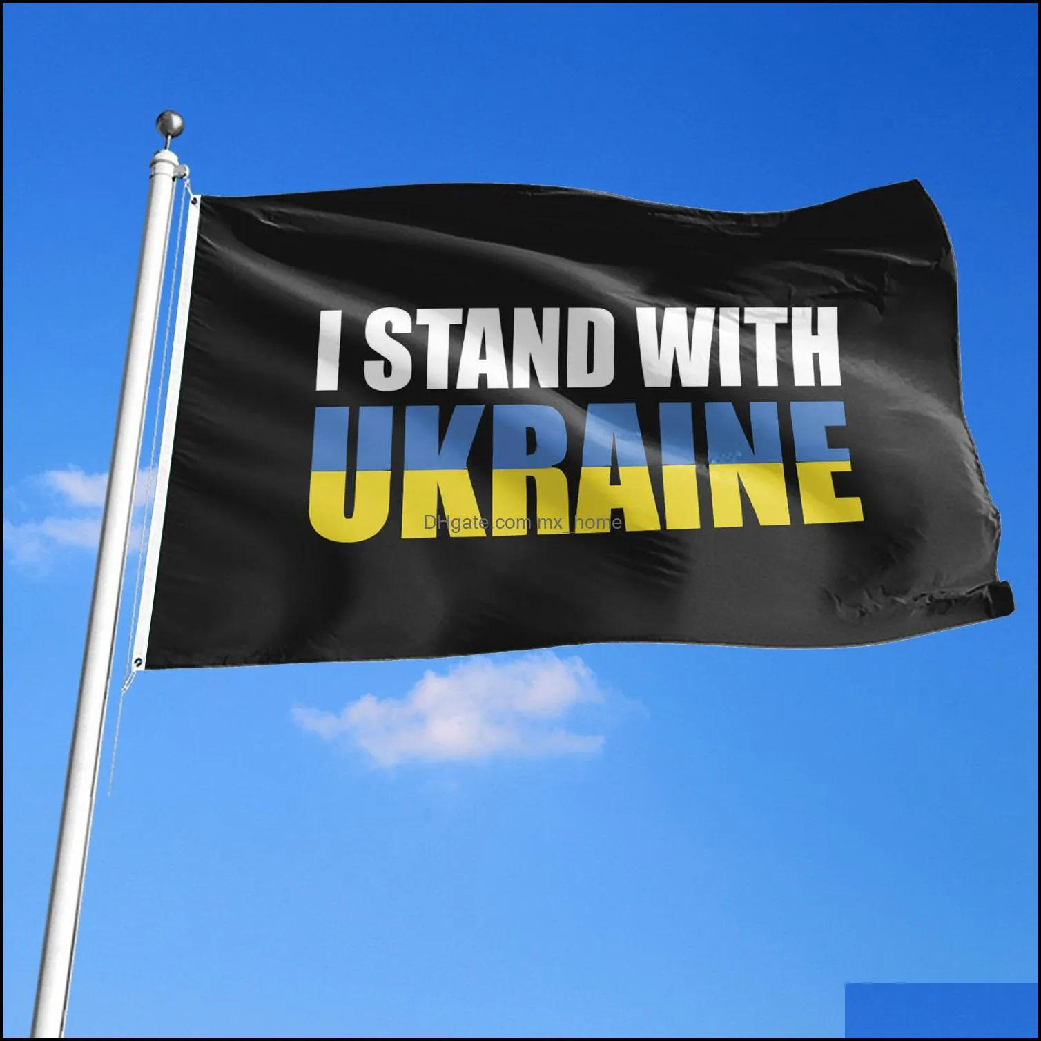 Ukraine Flag with Brass Grommets,We I Stand with Ukraine Peace Ukrainian Blue Yellow Indoor Outdoor Flags & Banners Sign (3X5 Ft ) Polyester