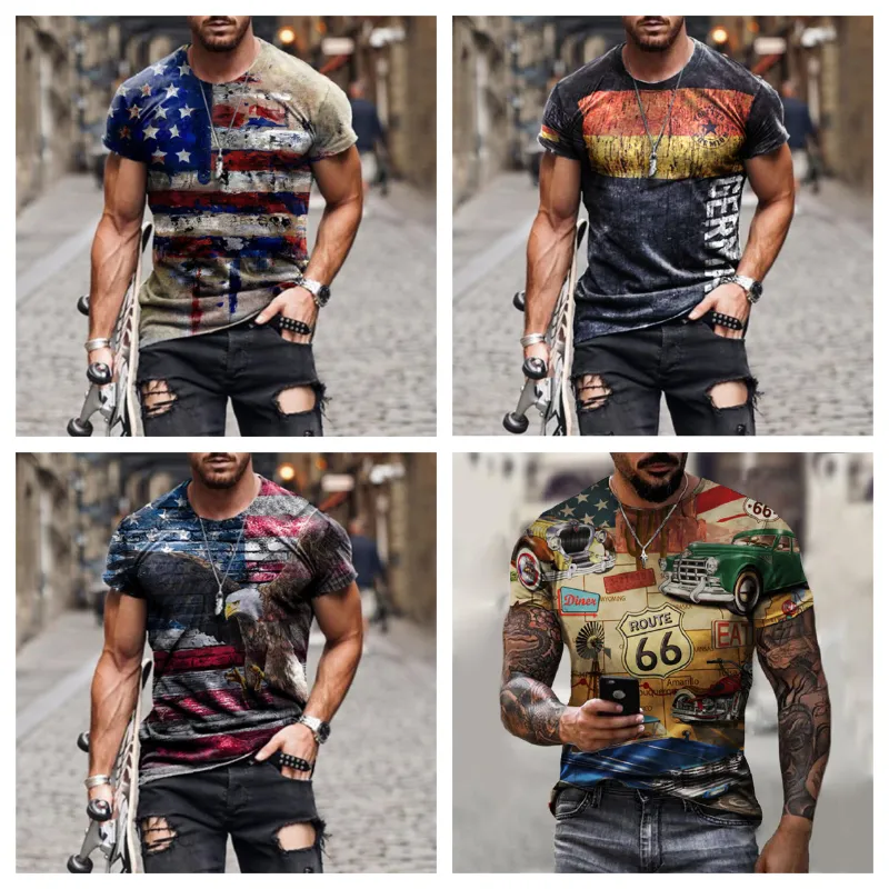 T-shirt da uomo estiva per il tempo libero a maniche corte Moto vendita Street Stampa 3D Modello Girocollo Camicia di grandi dimensioni 220611