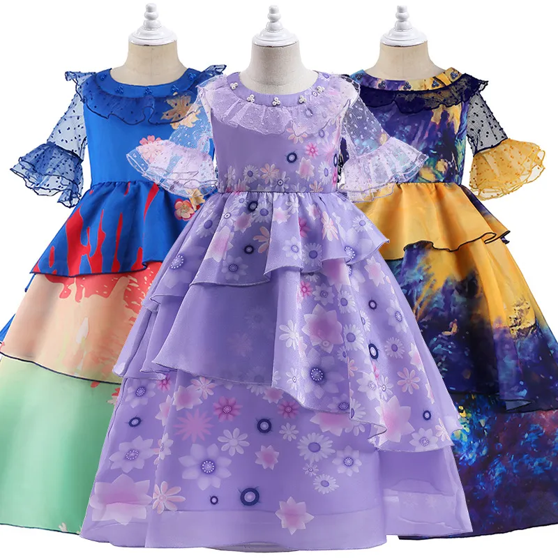 2022 Encanto Isabela traje vestido para meninas cosplay madrigal princesa halloween vestido para 2-12 anos