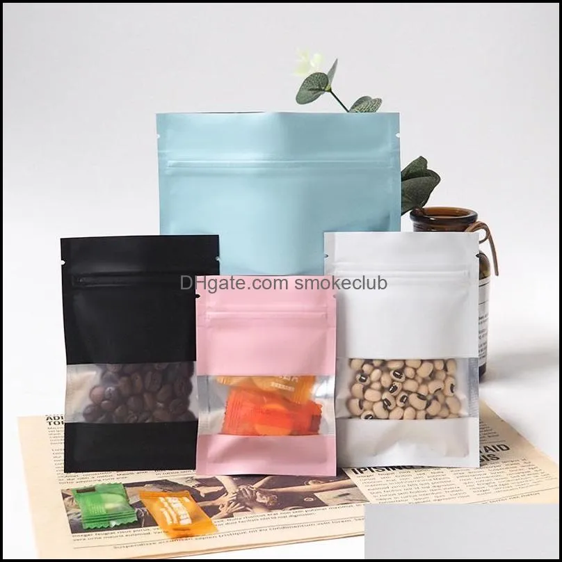 1000Pcs Zipper Mylar Foil Bag with Matte Clear Window Self Seal Tear Notch Reclosable Reusable Flat Pouches for Food