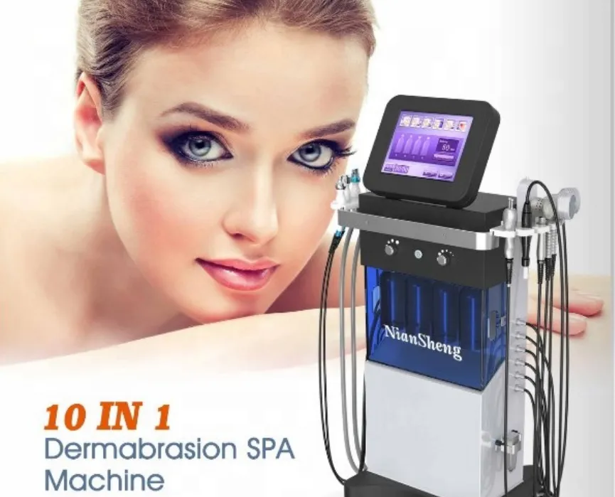 10 in 1 Multi-functional Beauty Equipment Hydro Facial H2O2 Microdermabrasion Hydro face Aqua Peel Ultrasonic Radio Frequency Spa Machine Small Bubble Device
