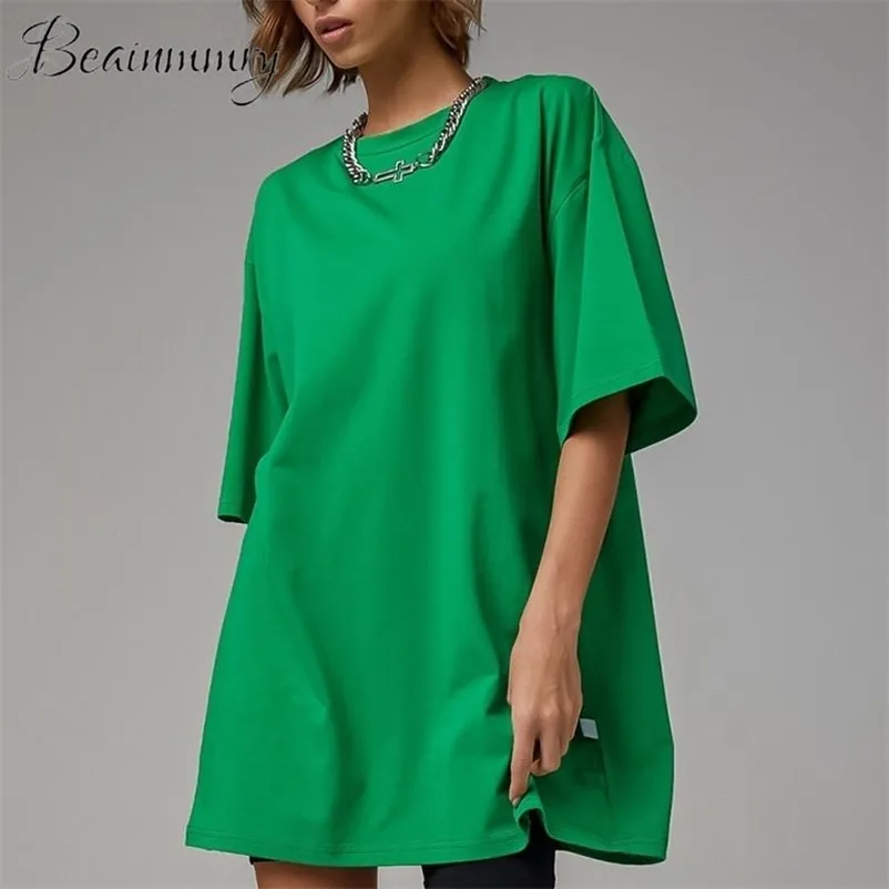 Unisex Cotton Oversized T shirt Women Half Sleeve T-shirt For Couple Summer Loose Female T-shirts Casual Mini Dress 220525