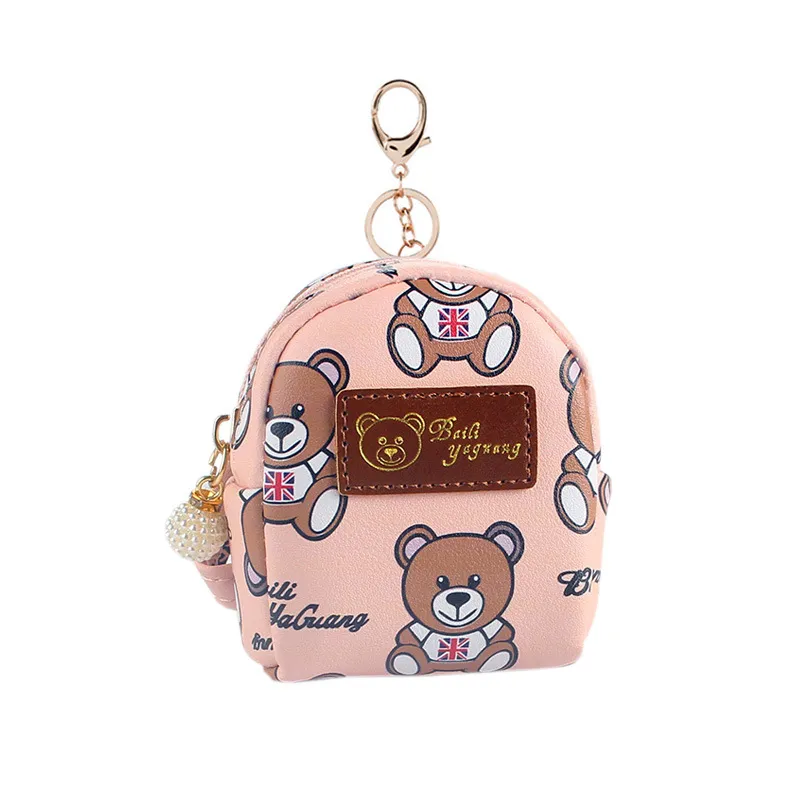 Bear Pouches Key Rings Chains Mini Backpack Coin Purse Keychains PU Leather Pendant Keyrings Holder Fashion Lipstick Bag Animal Charm Trinkets Jewelry Accessories From 3 32 DHgate
