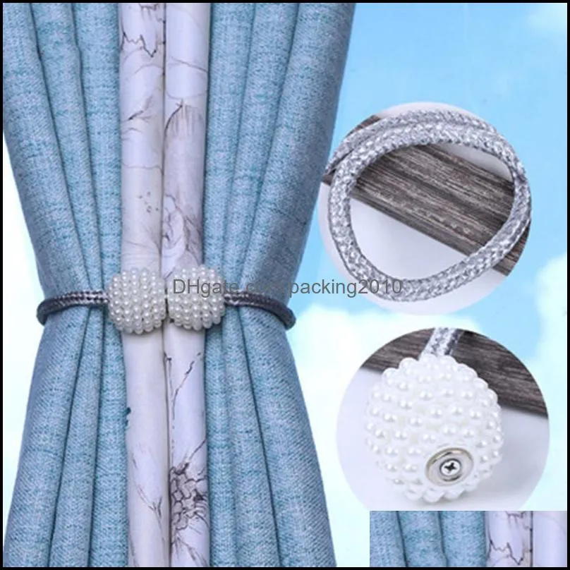 Other Home Decor Hanging Ball Buckle Pearl Curtains Beaded Tiebacks Accessories Drop Strap Creative Magnetic Holdbacks Rods