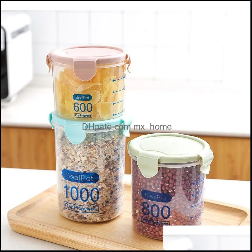 600/800/1000ml food preservation container coarse cereals grains jar scale bottle  pot kitchen storage cans sealing box vtky2335