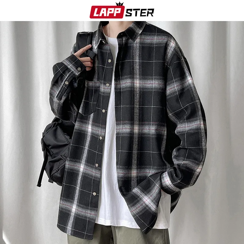 Camicie A Quadri Hip Hop Di Lappster Men Maschio Corea Streetwear White Shirt White Maschio Abbigliamento A Camicia Oversize Vintage Lo Stile Urbano Alla Moda 2024 Da 16 41 DHgate