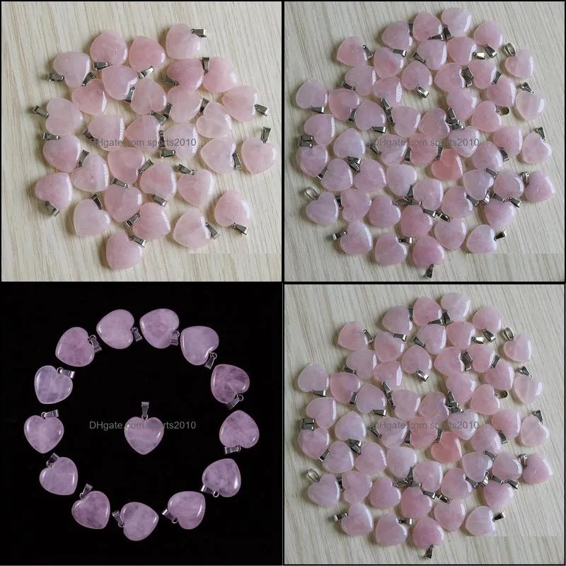 natural stone charms 20mm heart shape rose quartz pendants chakras gem stone fit earrings necklace making assorte sports2010