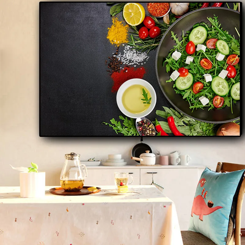 Granen specerijen pan keuken groenten fruit canvas schilderij scandinavische posters en prints cuadros muur kunst foto woonkamer