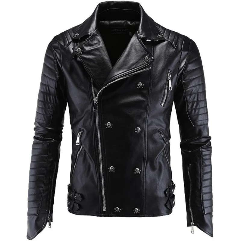 Boutique de mode Punk Mens Vêtements en cuir Cuir Moto Slim PU Veste en cuir Hommes Chaqueta Hombre Y998 201116