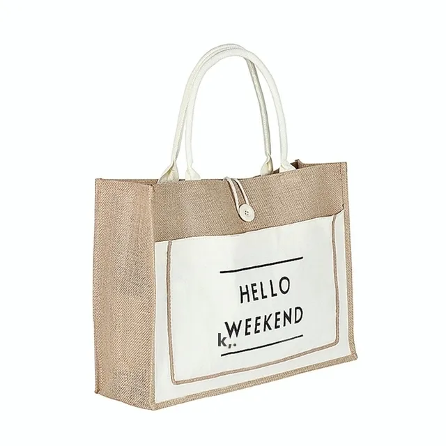 Linen Tote Large Reusable Grocery Bags with Handles Women Shopping Bag Beach Vacation Picnic Travel Storage Organizer RRE13644