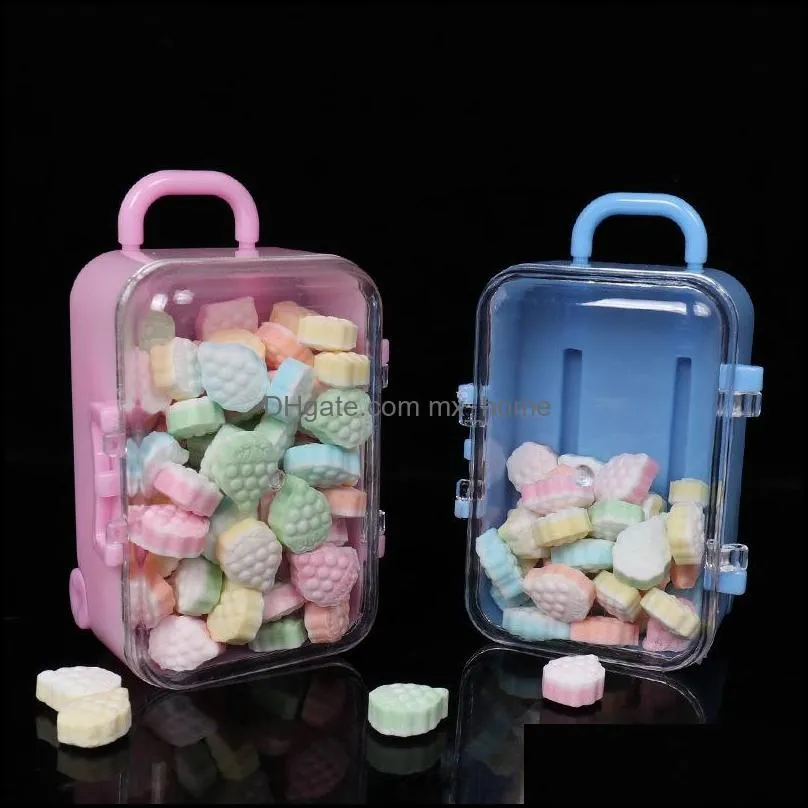 Acrylic Clear Mini Suitcase Candy Box Chocolate Candy Packaging Wedding Party Festive Gift Box Table Decoration HHA777