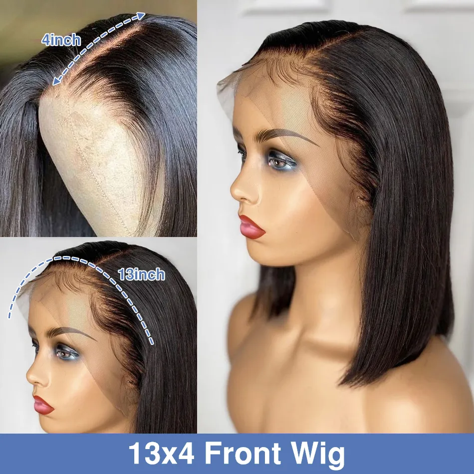 Peluca De Bob Corto, Pelucas Brasileñas Frontales De Encaje Recto De Hueso  Transparente, Pelucas De Cierre Sintético 13x4 Para Mujer De 26,54 € |  DHgate, image size:950x950