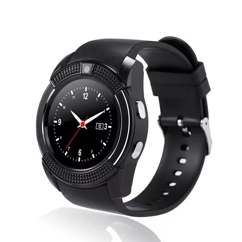 V8 montre intelligente android caméra arrondie réponse appel cadran appels montres prise en charge carte sim smartwatch Fitness Tracker
