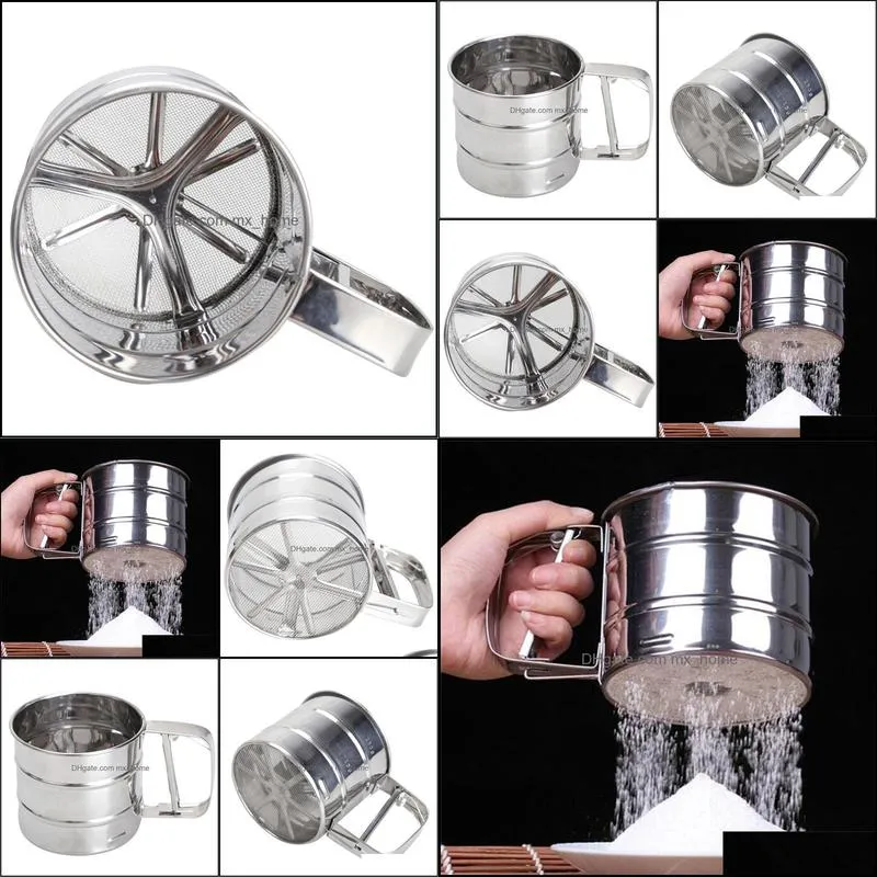 mesh flour sifter manual sugar icing shaker stainless steel cup shape kitchen tools i88 baking & pastry