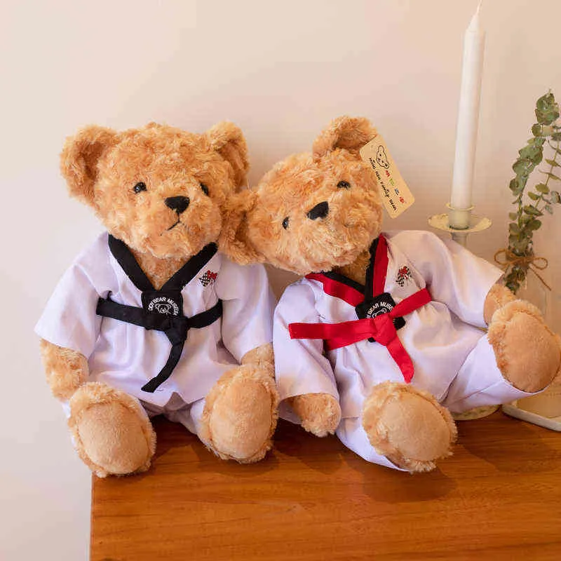 CM Söt nallebjörnkuddar par taekwondo docka god kvalitet souvenir födelsedagspresent för barn j220704