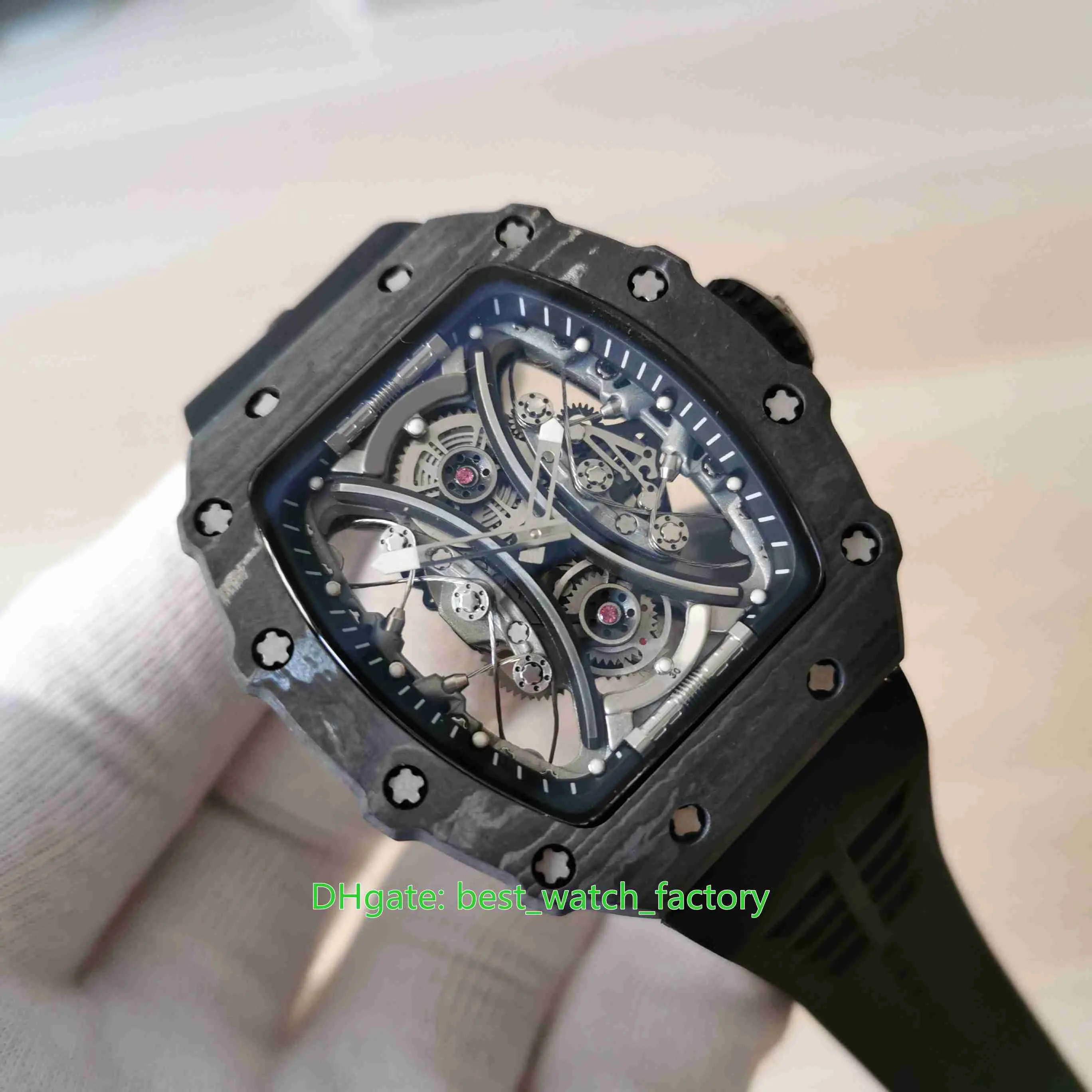 Verkauf hochwertiger Uhren 44 mm x 50 mm RM53-01 PABLO MAC DONOUGH Skeleton NTPT Carbon Fiber Transparent Mechanical Automatic 323n