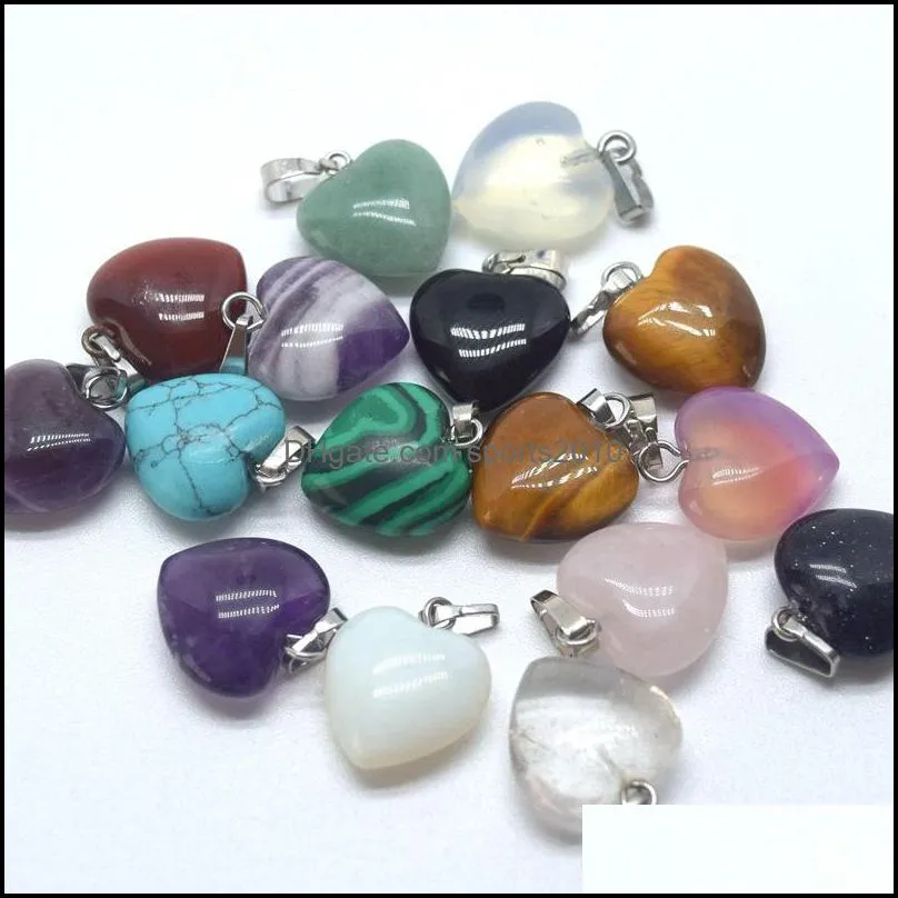 15mm heart chakra stone pendant healing rose crystal reiki charms for necklace diy jewelry making amethyst quartz