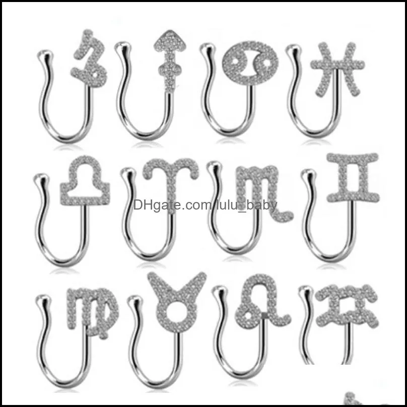 constellations copper clip on nose ring kit 12 constellation cz body nose clips