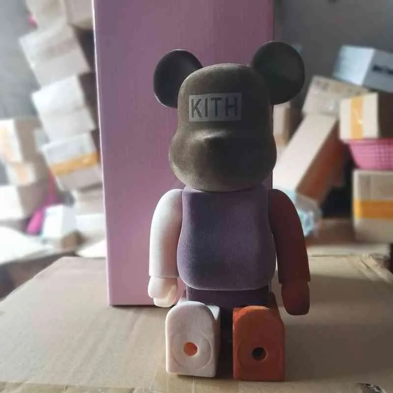 400% Bearbrick Kith Bear Flocking Ornaments kolekcja ręcznie wykonana modelka Build Block Doll