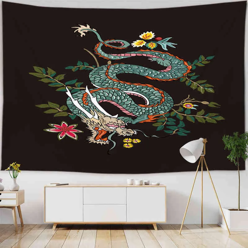 Tapestry Zodiac Carpet Parede pendurado Tabela de tapeçaria de dragão chinês tradicional C Tabela C