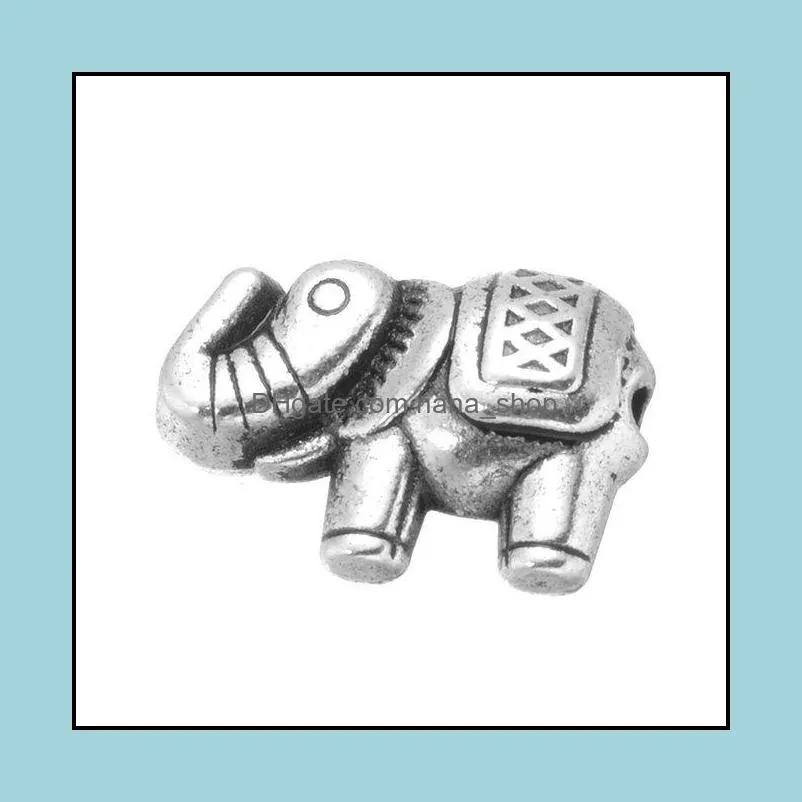 500pcs/lot Antique Silver Color Little Elephant Beads Spacer Bead Charm Jewelry DIY Making Accessories Wholesale