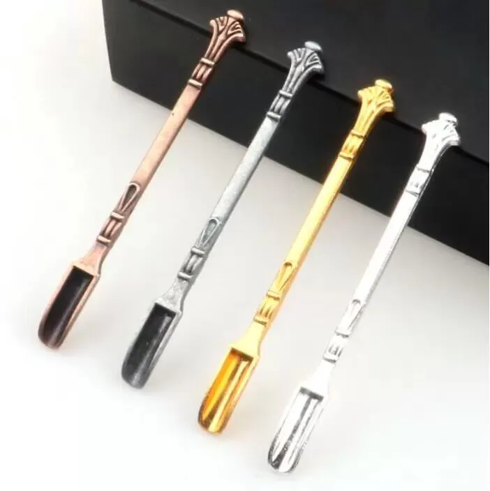 Dabber Dab Wax Tool Vaporisateur d'herbes sèches Or Argent 4Colors 80mm Outil Dabs Rigs Cuillère en métal Utilisé pour Sniffer Snorter HOOVER Snuff Smoking