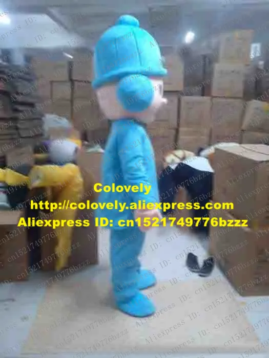 Mascot doll costume Cute Blue Little Boy Mascot Costume Mascotte Kid Child Spadger Lad With Small Yellow Necktie Blue Suit Adult No.2342 Fre