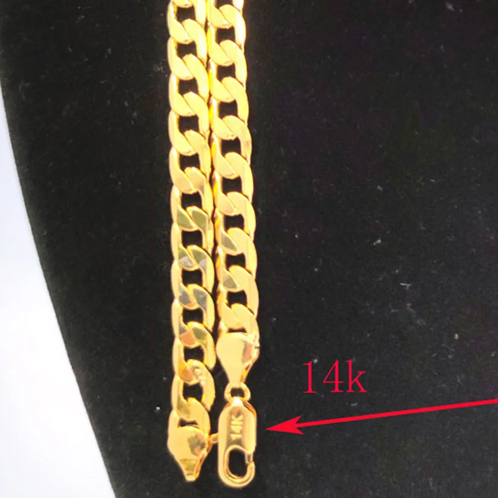 Men's women's Cuban Link Hip Hop Chain 24" Inch x 8MM 14k Fine Solid Gold STAMPED Brass Fashion Necklace