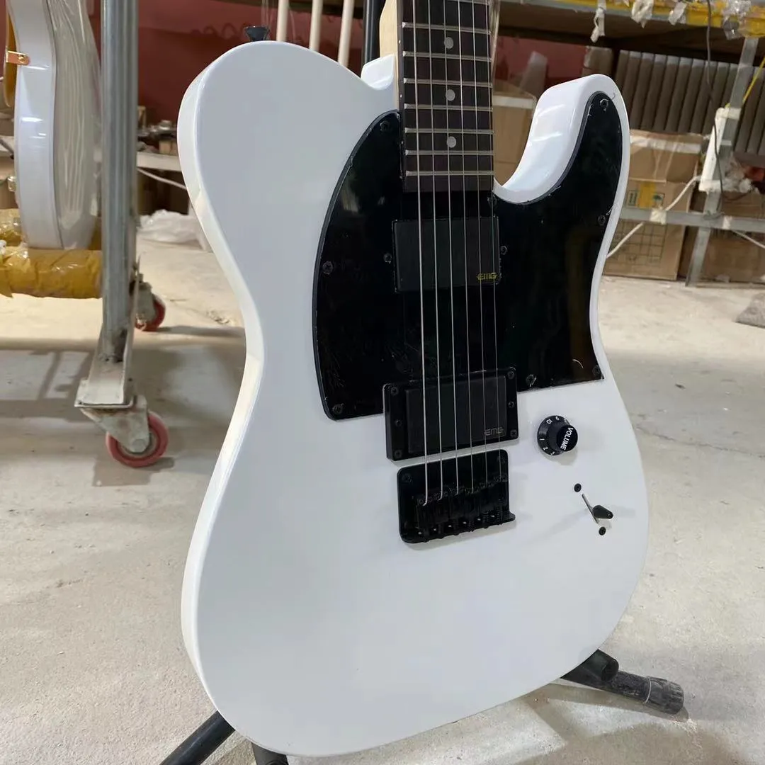 New arrival Flat white AS jim Root Signature Electric Guitar Locking Knobs Black Pickguard With Hardware