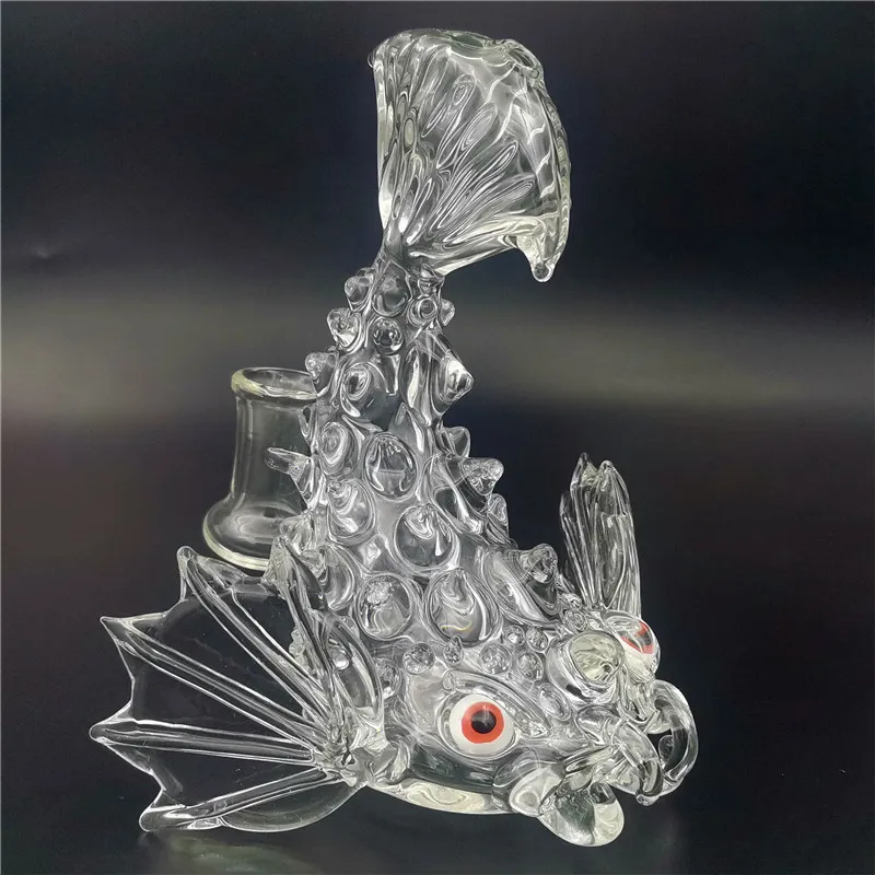 Glass Water Bong Bagfish Shape Bongs Rig 14MM Conjunto femenino Hookah Ash Catcher Percolater Bubbler