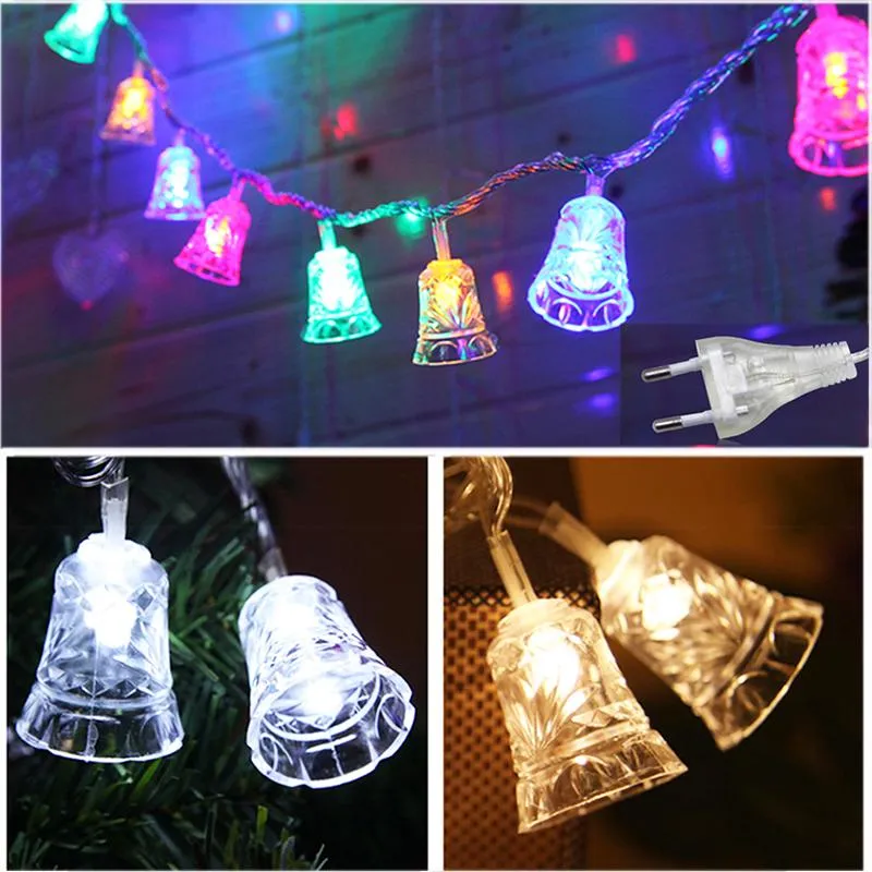 Strings 10M 100 LED String Lights Bell Shape Christmas Wedding Holiday Party Xmas Tree Bedroom Decoration Outdoor Garden Light