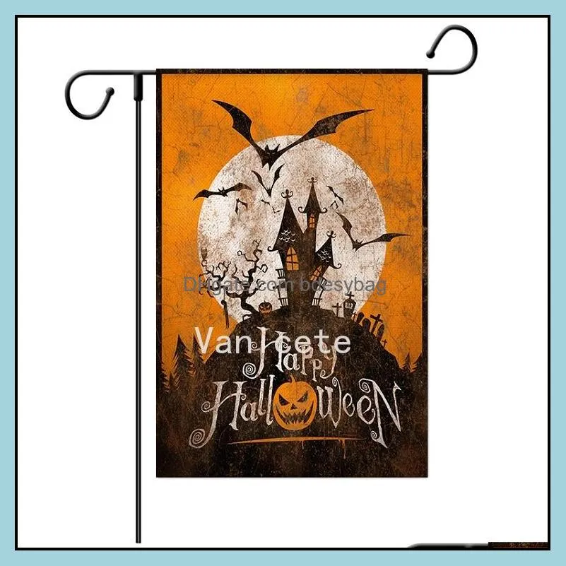 halloween garden flag pumpkin 47*32cm linen yard banner flags halloween decoration t2i52455