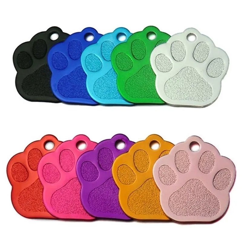 Wholesale Custom Dog Tags Personalized Pet Collar Accessories Engraved Cat Puppy ID Tag Paw Name tag Pendant plate LJ201113