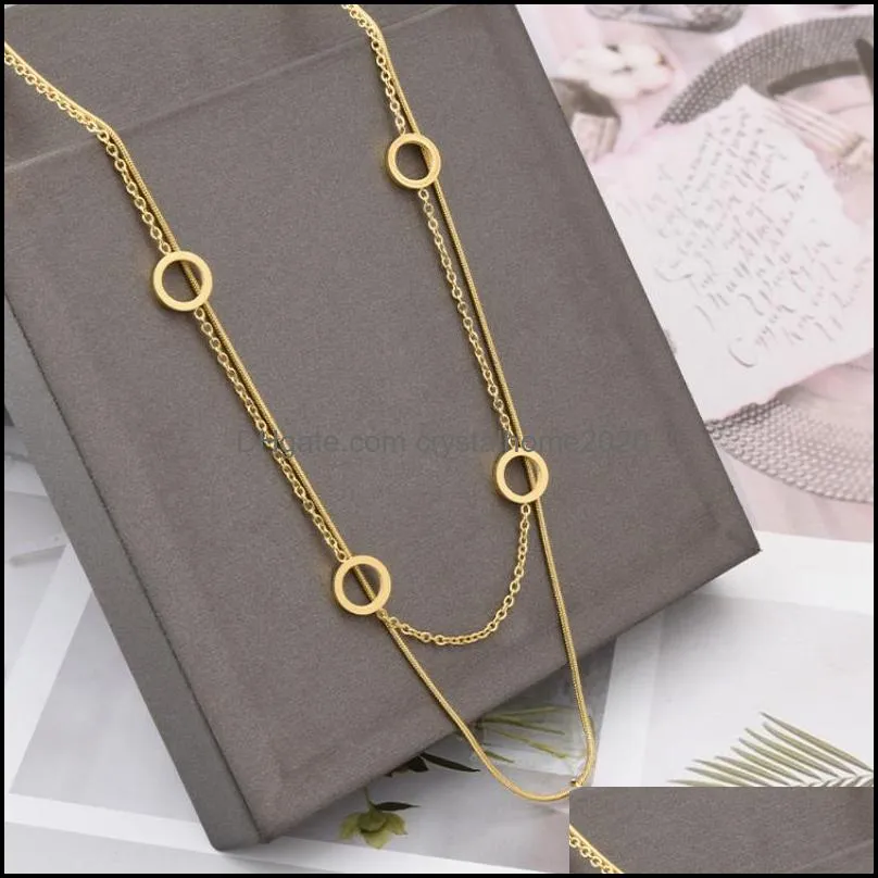 double layered clover pendant necklace 18k gold stainless steel necklaces jewelry for women gift