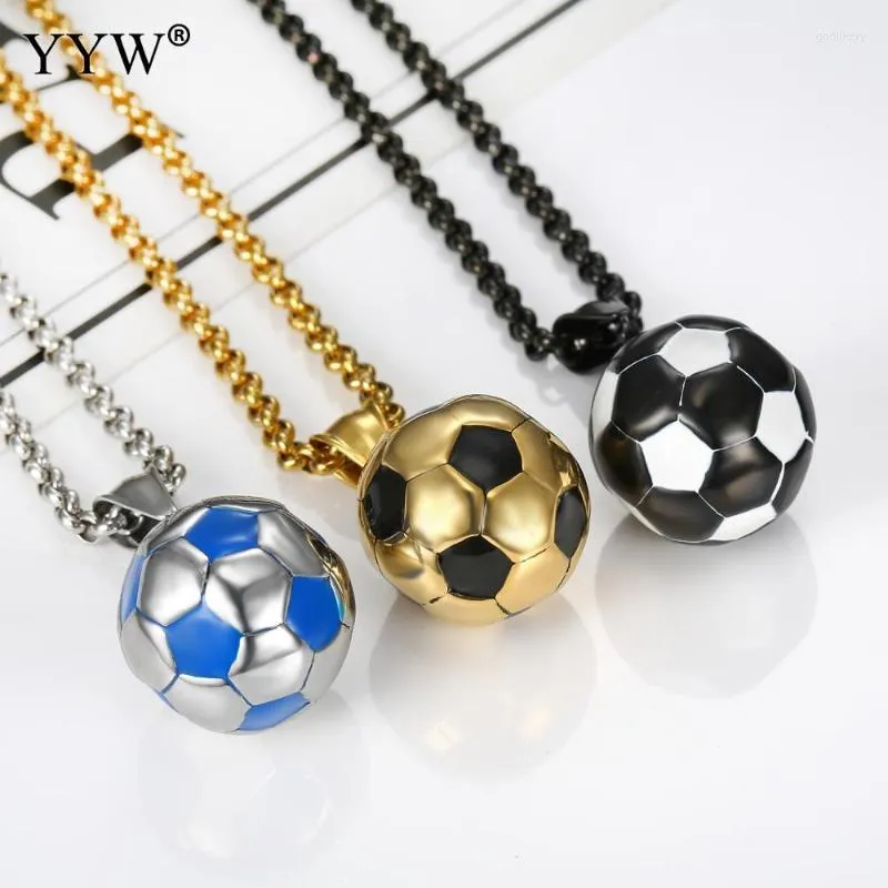 Pendant Necklaces Stainless Steel Blue Gold Black Football Necklace 3 Styles Soccer Charm Natural Stone Sporty Jewelry GiftsPendant Godl22