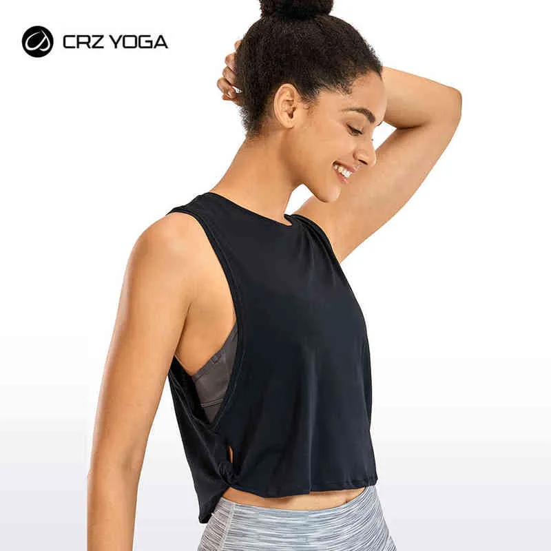 Womens Cotton Pima Workout Tank Crop Sleeveless Sports T Shirt Sleeveless  Yoga Running Top By CRZ YOGA T220725 From Sts_018, $22.76
