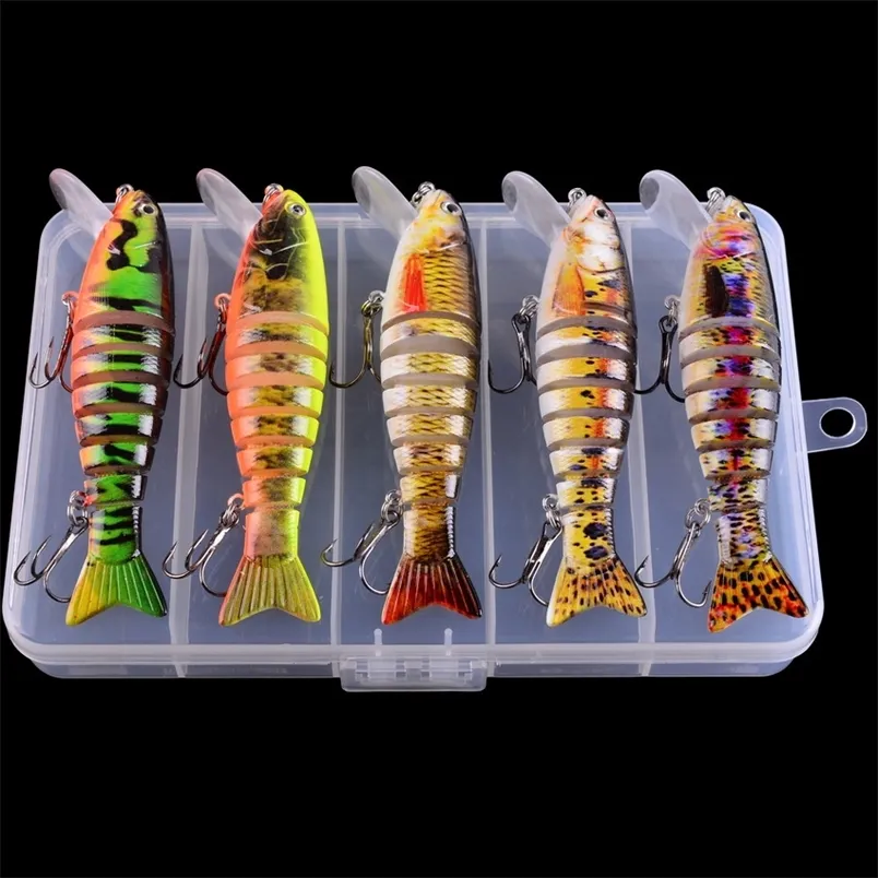 5er-Box 11 cm 17 g Swimbait Wobbler Hecht-Angelköder Künstliche, mehrfach gegliederte Abschnitte Harter Köder Trolling Karpfenangeln Werkzeuge 220523