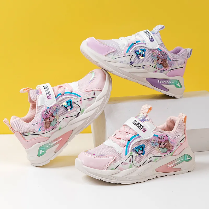 Scarpe Da Bambina Primavera Bambini Cartoon Mesh Scarpe Da Papa Traspiranti Studenti Suola Morbida Corsa Comoda Da 21 44 DHgate