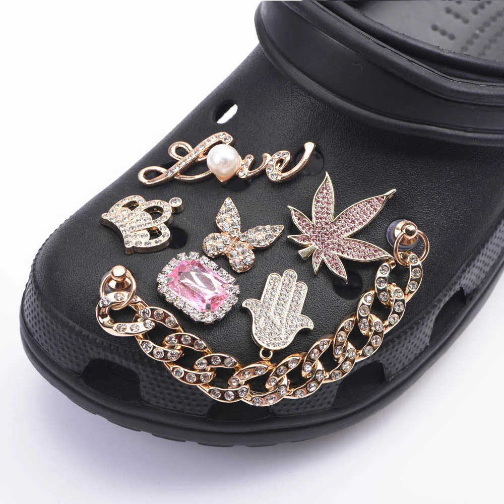 Бренд-дизайнер Croc Charms Accessories Bling Rhinestone Girl Gift For Clog Shoe Decoration