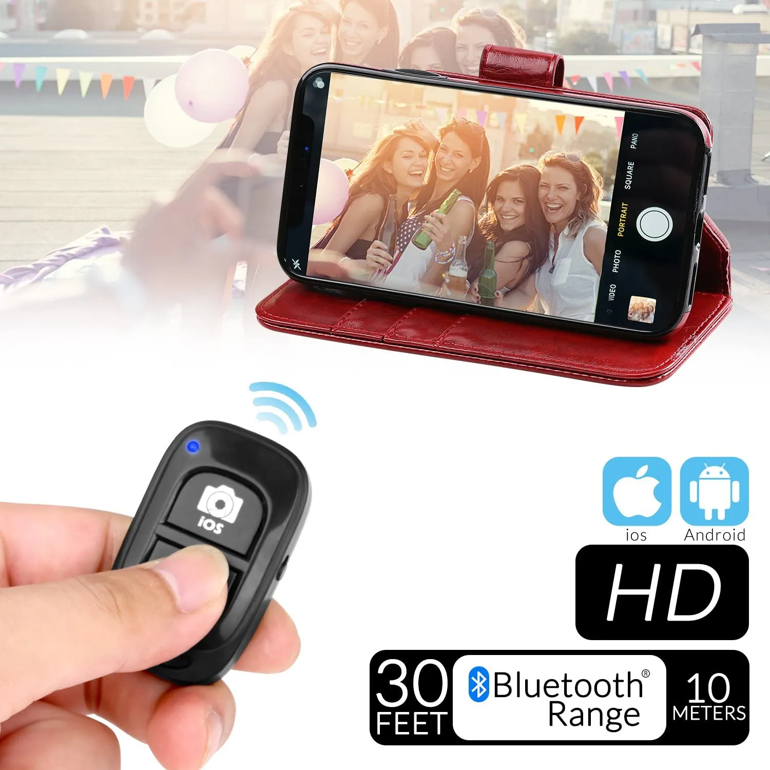 Bluetooth Kamera Akıllı Telefonlar İçin Uzaktan Deklanşör Kablosuz Kontrol İPhone/Android Cep Telefonu Selfie ile Uyumlu